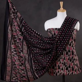 Brown - 3pc Kutch Batik Print Cotton Dress Material 03