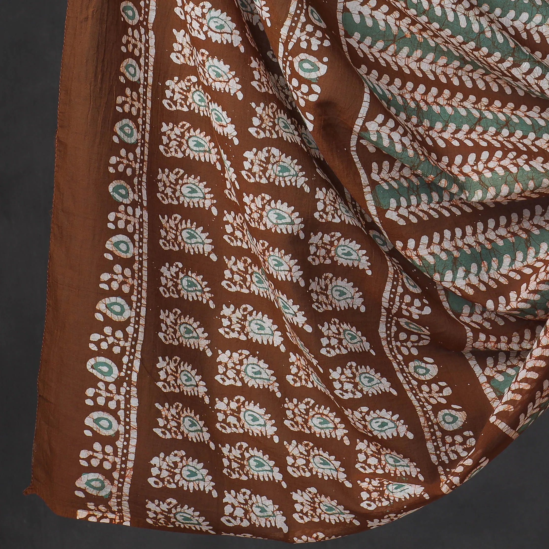 Brown - 3pc Kutch Cotton Batik Print Dress Material 06