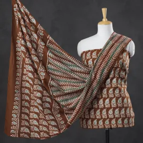 Brown - 3pc Kutch Cotton Batik Print Dress Material 06