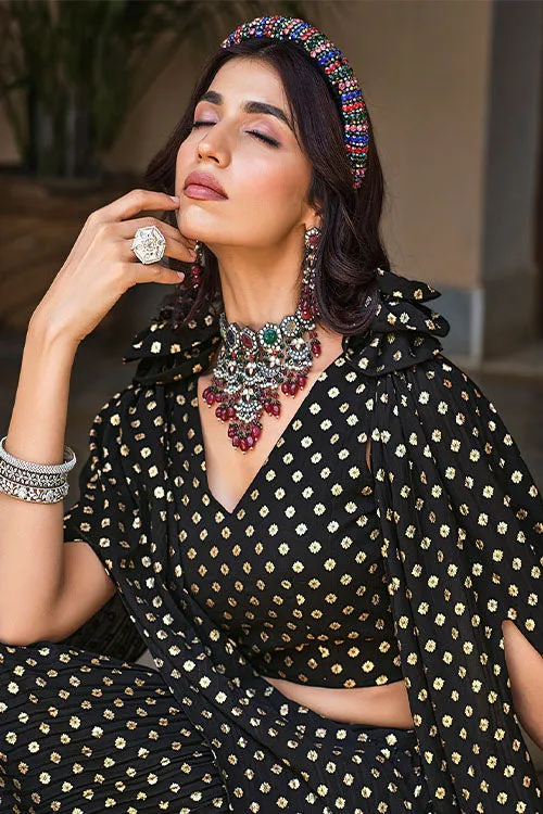 Brown Georgette Metallic Foil Work Ready to Wear Plus Size Lehenga Choli