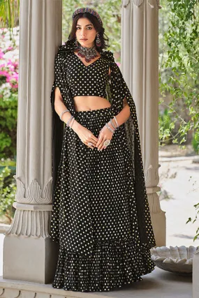 Brown Georgette Metallic Foil Work Ready to Wear Plus Size Lehenga Choli
