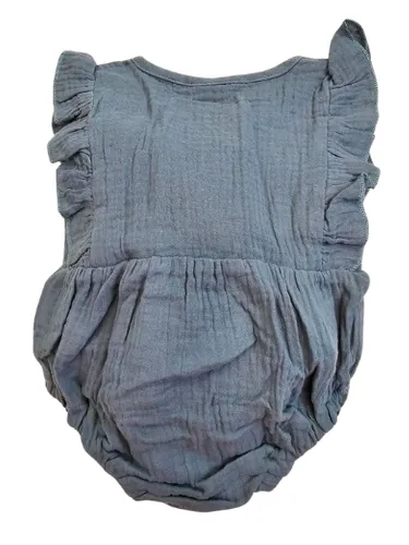 Bubble Romper -  Solid Green 100% Cotton / Gauze - Ruffle Sleeve - Elastic leg - Baby