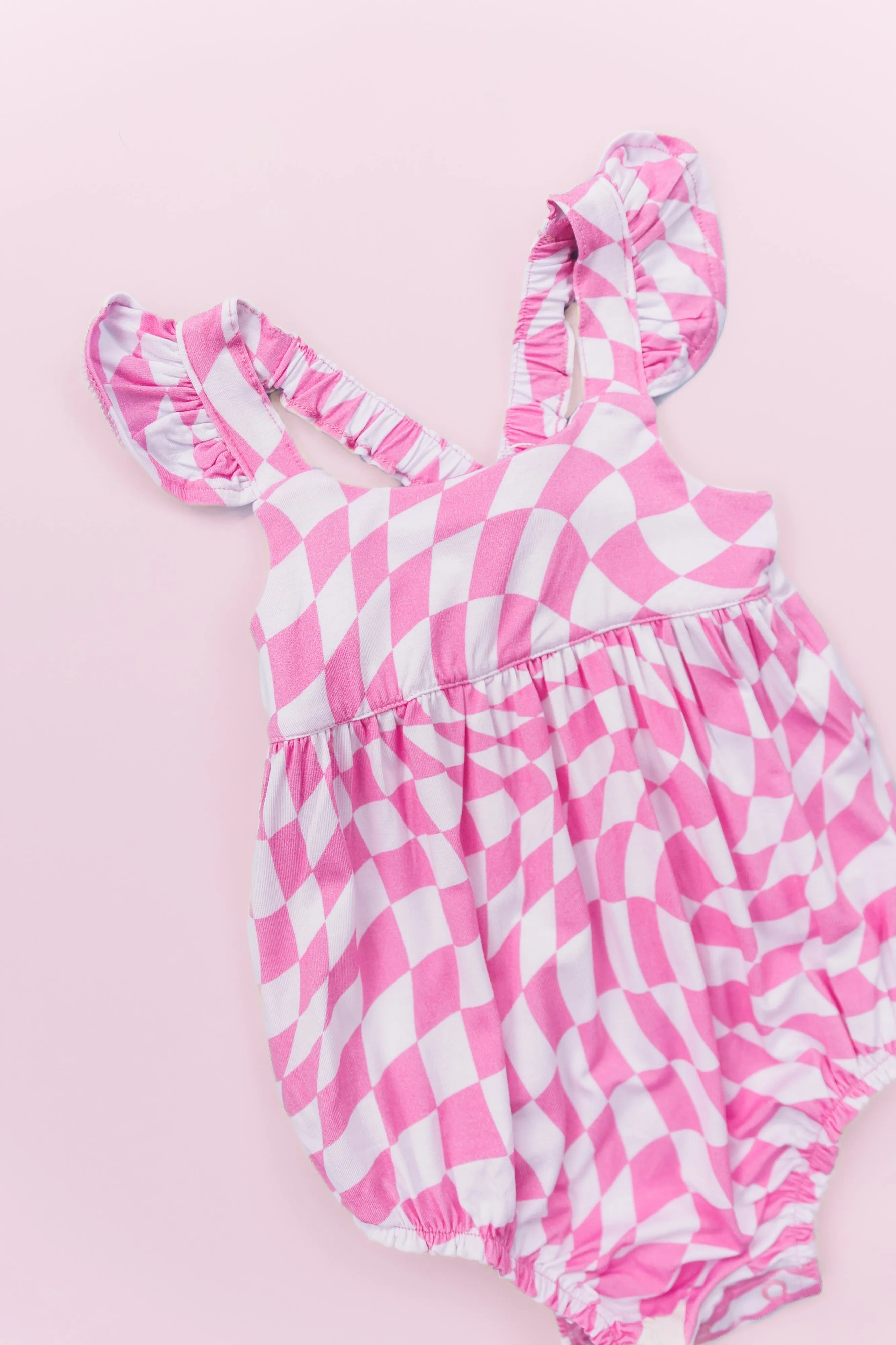 Bubblegum Wavey Checkers Dream Bubble Romper