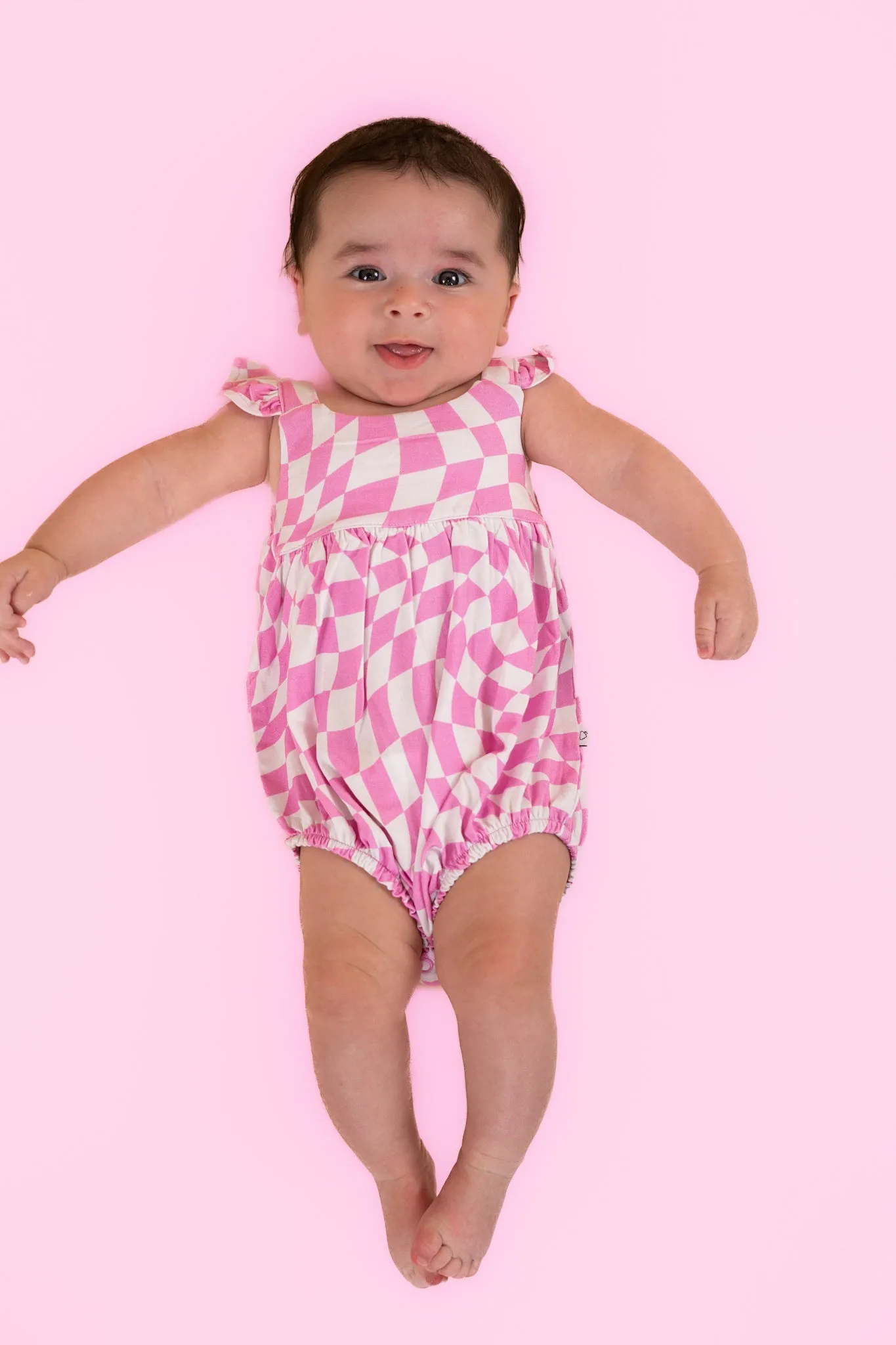 Bubblegum Wavey Checkers Dream Bubble Romper