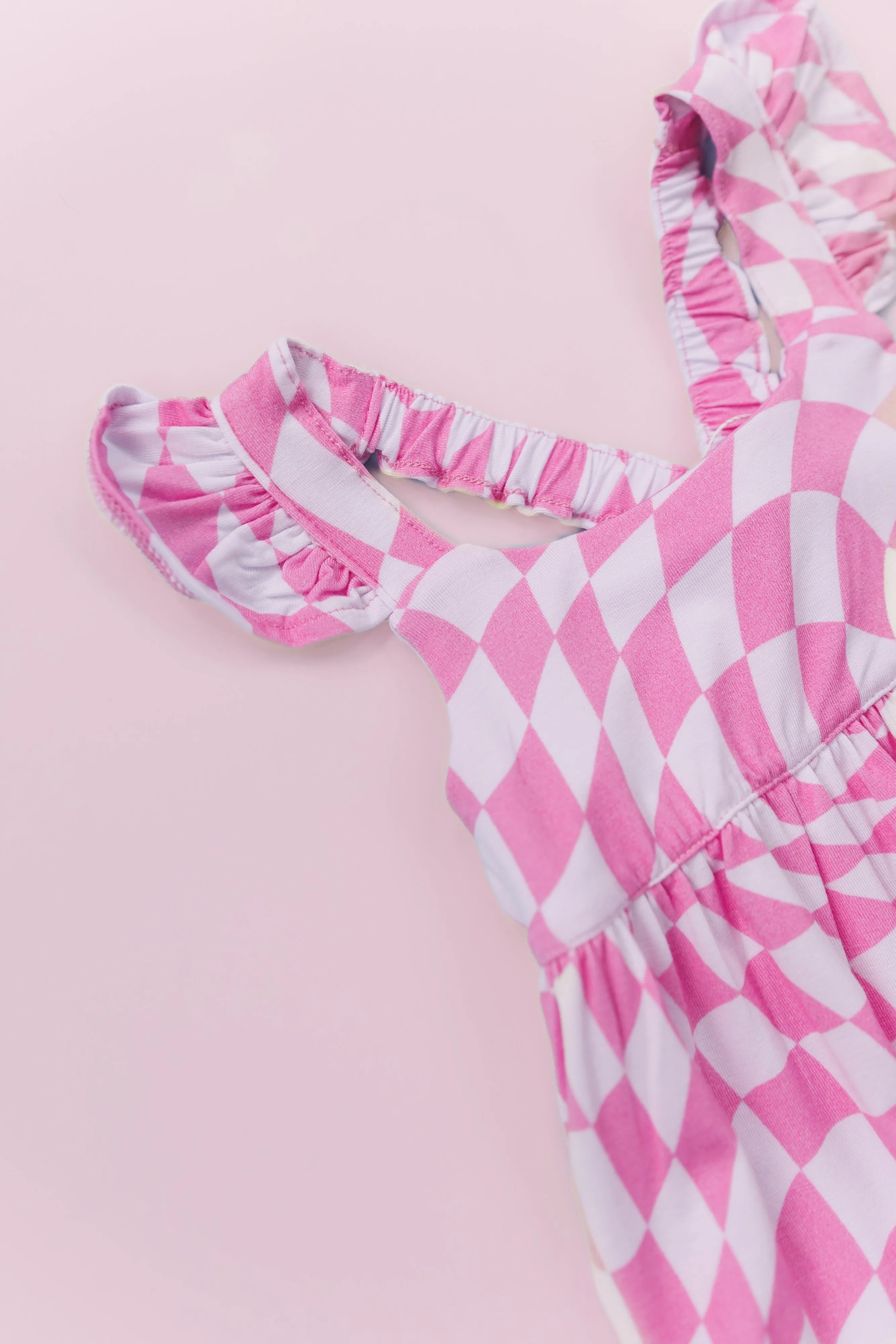 Bubblegum Wavey Checkers Dream Bubble Romper