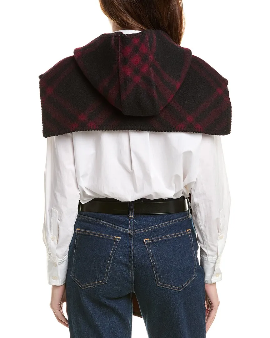 Burberry Check Wool & Leather Cape