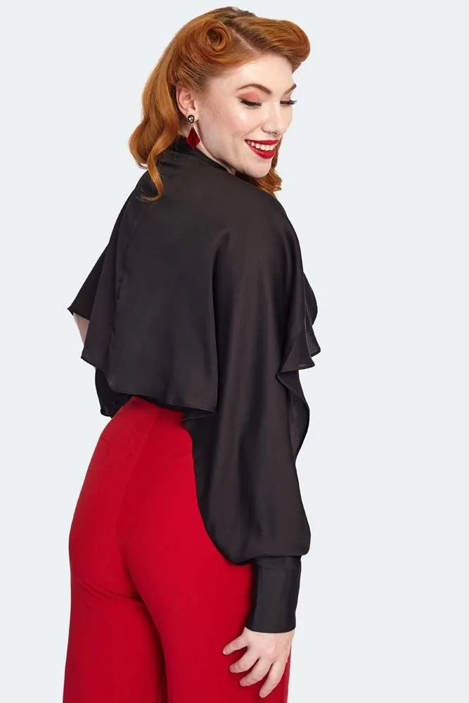 Cape Sleeve Tie Neck Blouse