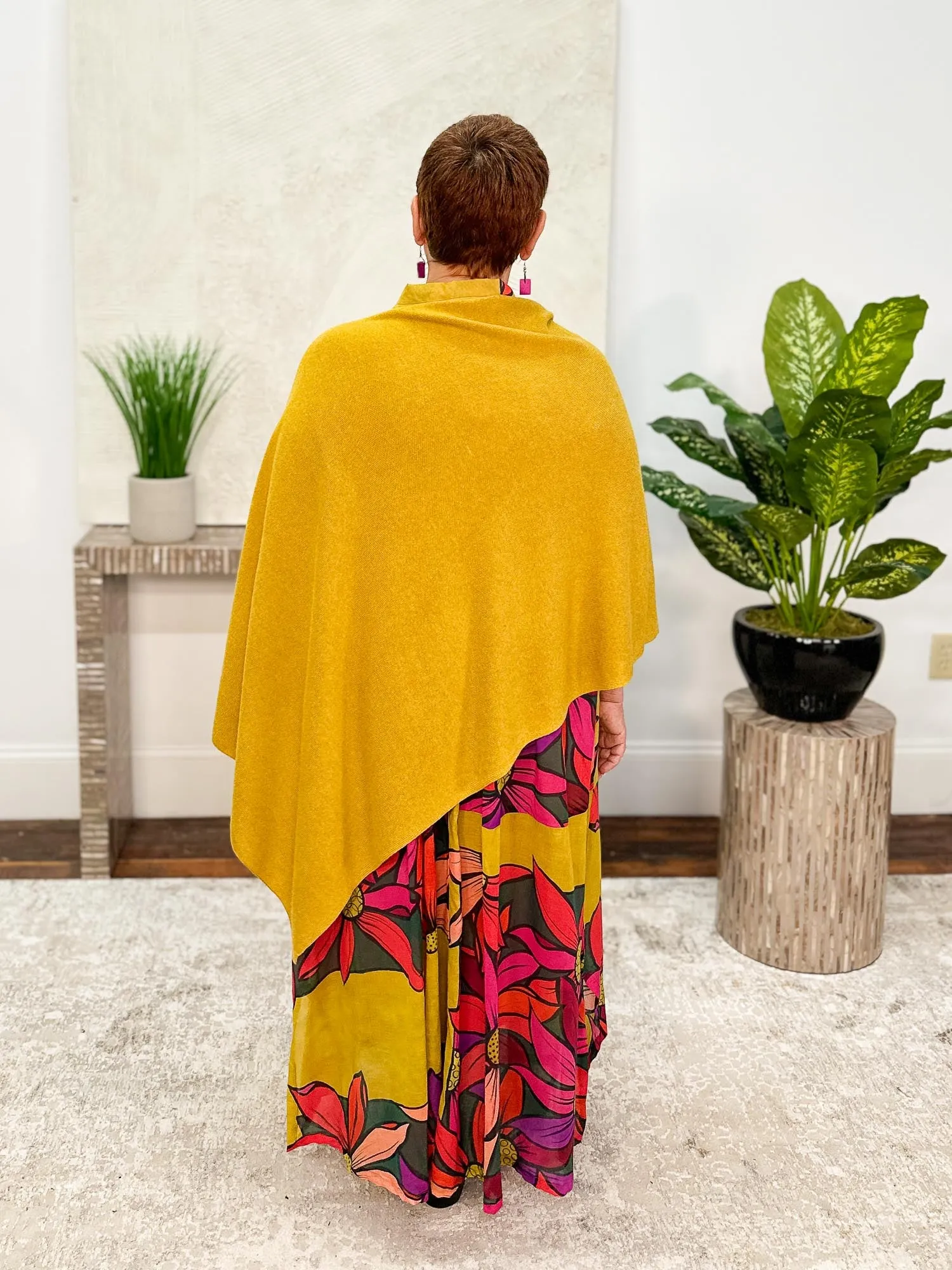 Cashmere Poncho Topper, Lotta Yellow