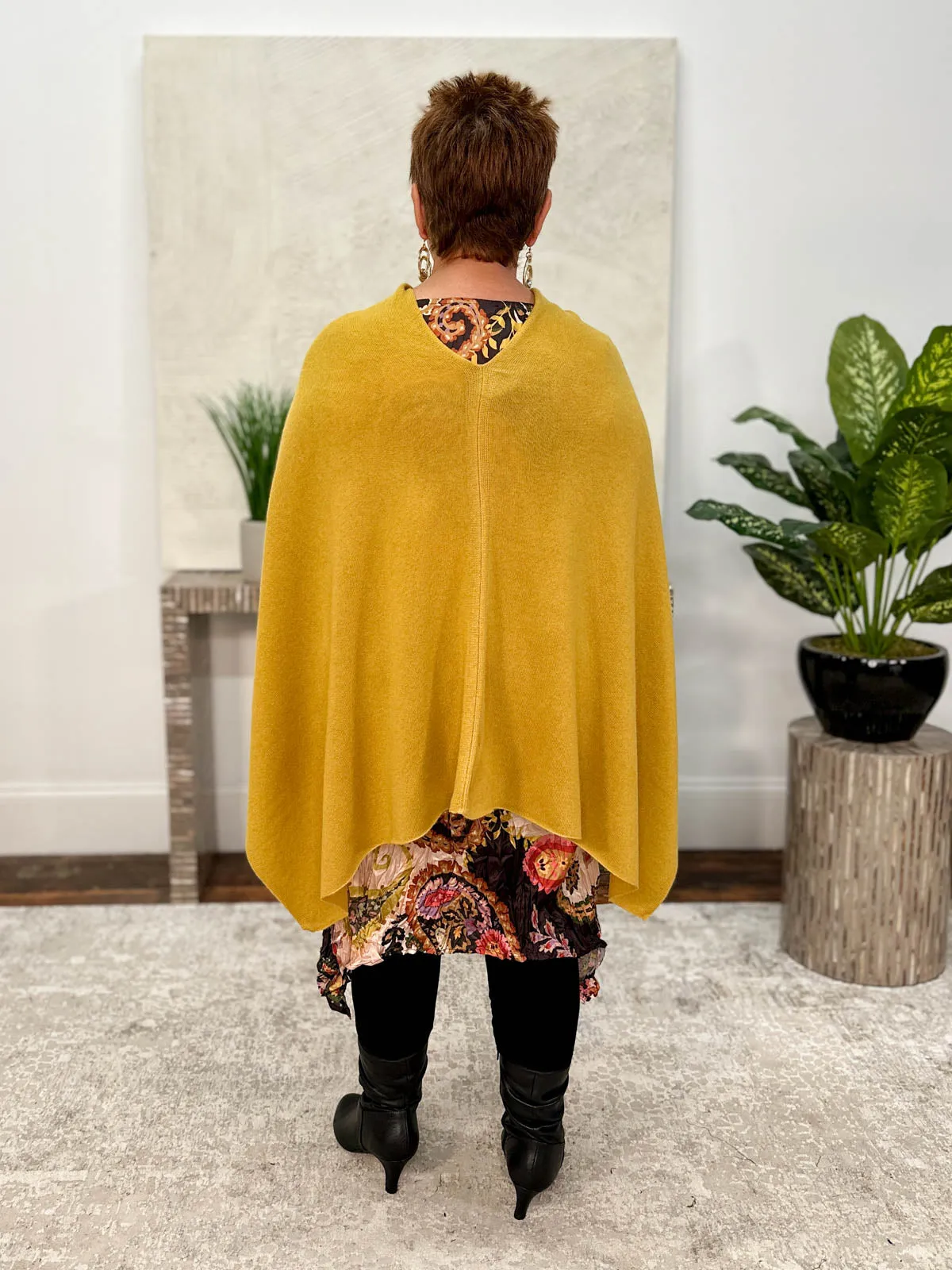 Cashmere Poncho Topper, Lotta Yellow