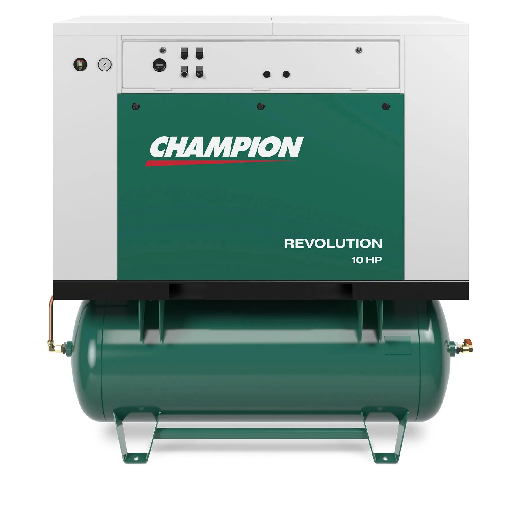 Champion HQR15F-12 Revolution 15hp Quiet Enclosed Reciprocating Air Compressor, 120 Gallon Air Receiver, 46.6 CFM @ 175 PSI, 68 dBa