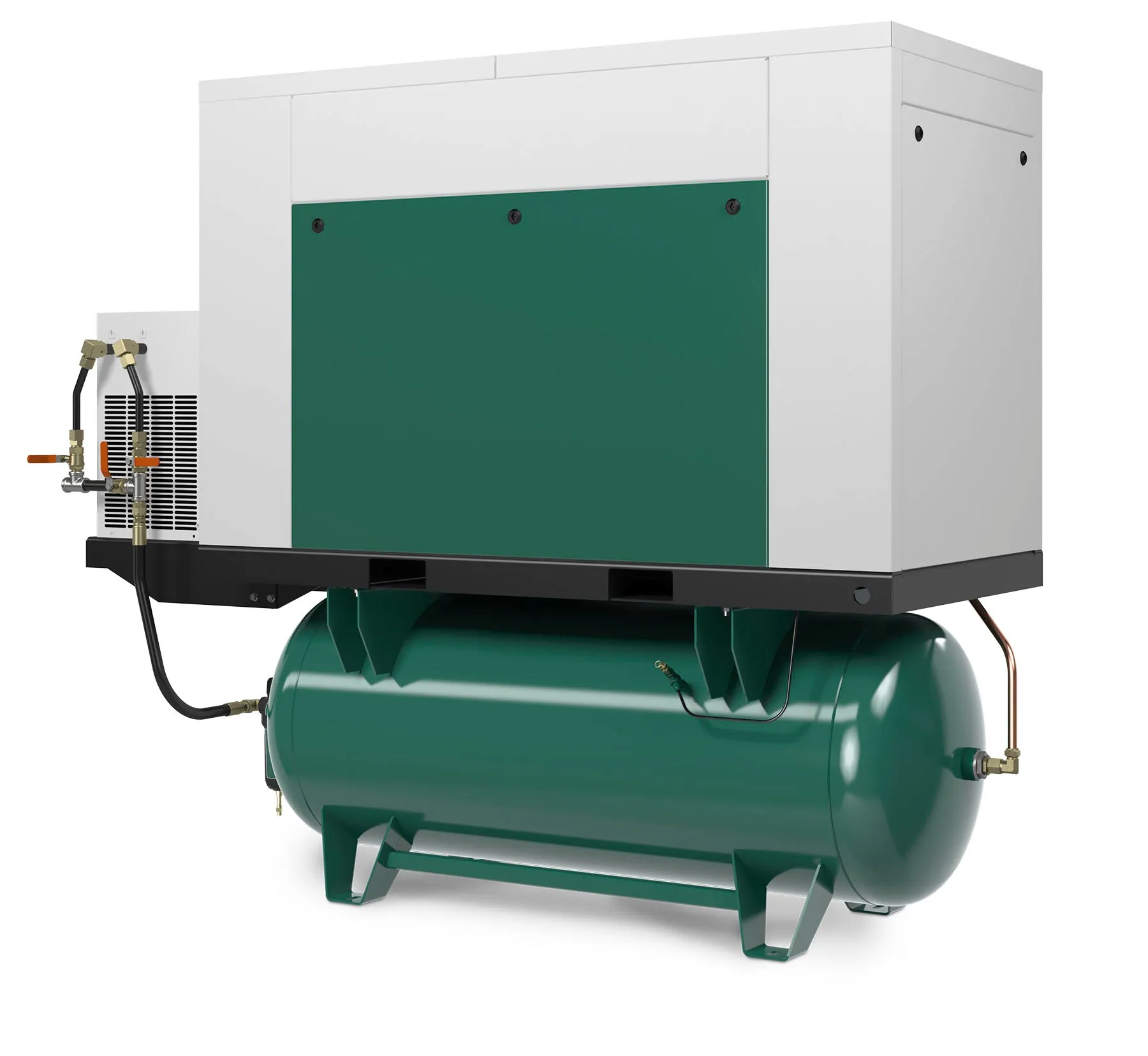 Champion HQR15F-12 Revolution 15hp Quiet Enclosed Reciprocating Air Compressor, 120 Gallon Air Receiver, 46.6 CFM @ 175 PSI, 68 dBa