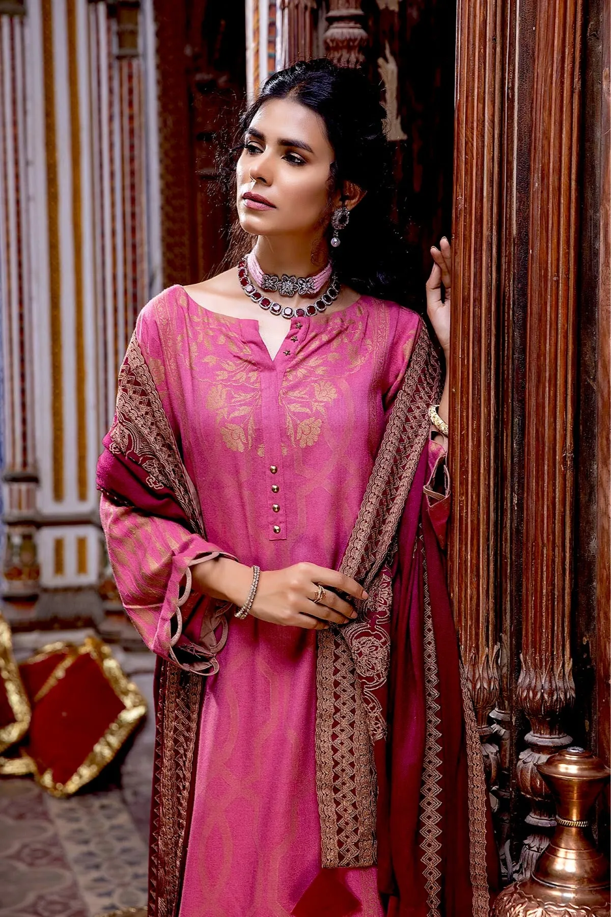 Charizma Signature · Embroidered Leather Jacquard with Shawl – CLJ-17