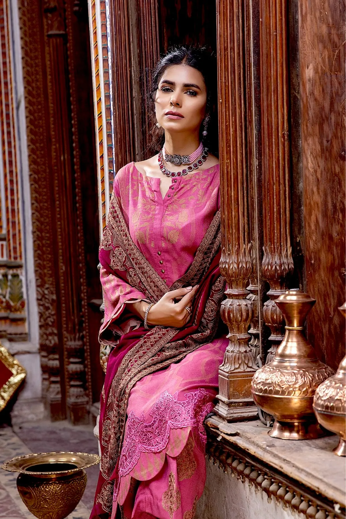 Charizma Signature · Embroidered Leather Jacquard with Shawl – CLJ-17