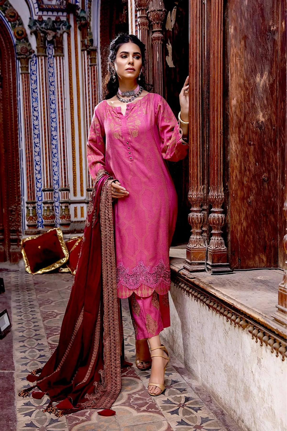 Charizma Signature · Embroidered Leather Jacquard with Shawl – CLJ-17