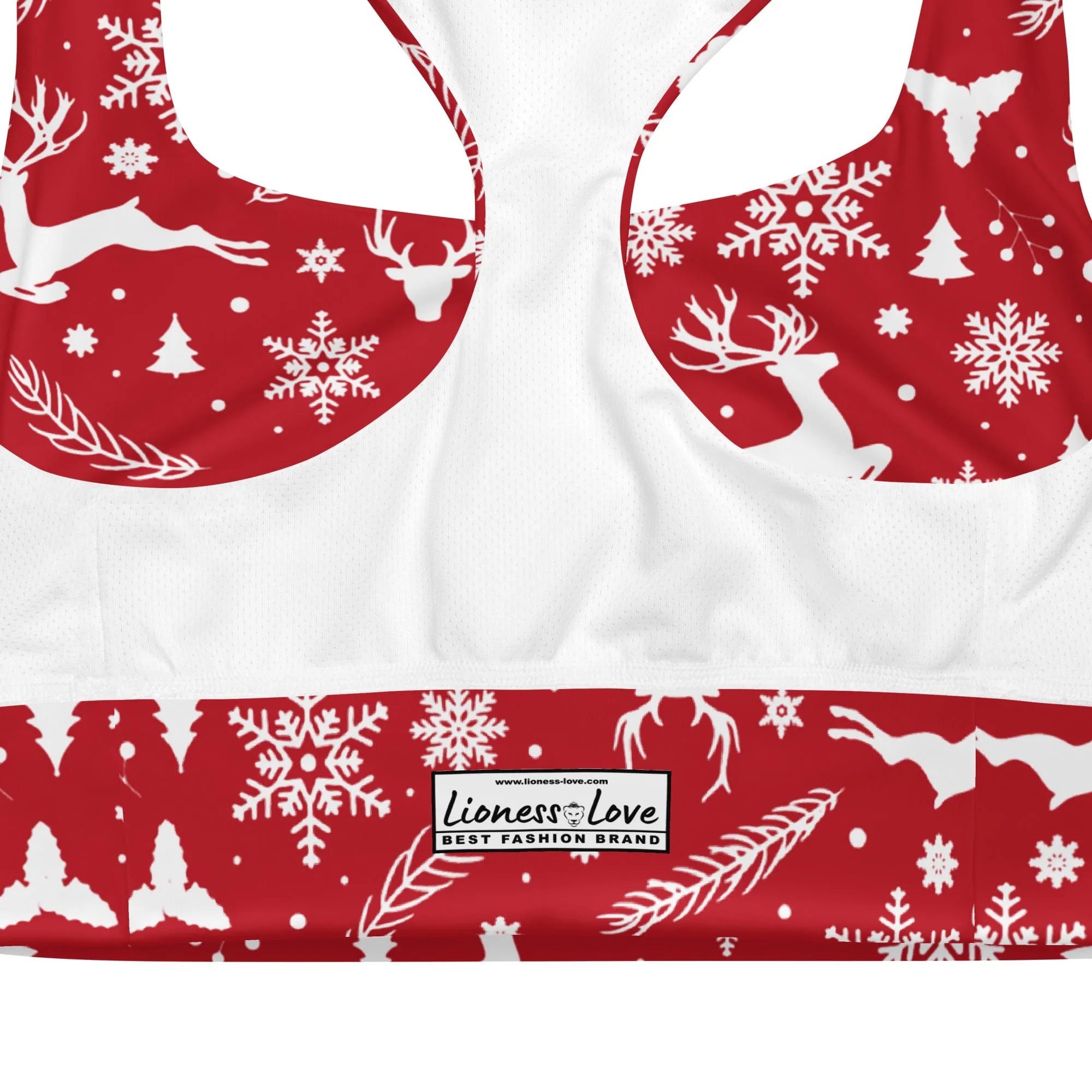 Christmas in July Longline Sports Bra, lioness-love