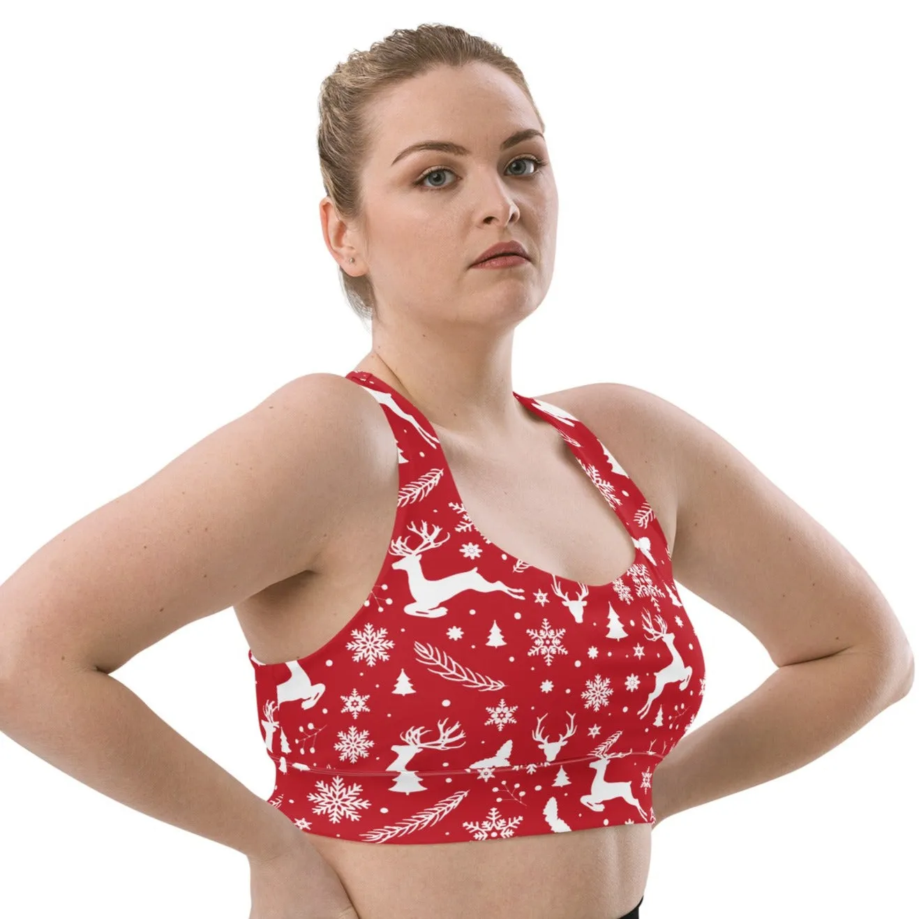 Christmas in July Longline Sports Bra, lioness-love