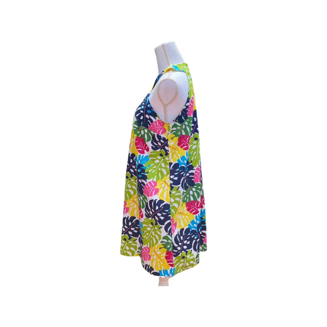 Cora Spearman Hawaii WOMENS Rainbow Monstera Halter Neck Sheath Dress