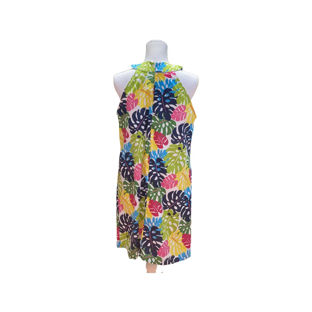 Cora Spearman Hawaii WOMENS Rainbow Monstera Halter Neck Sheath Dress