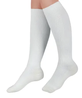 CURAD Knee-High Compression Hosiery with 15-20 mmHg, White, Size C, Regular