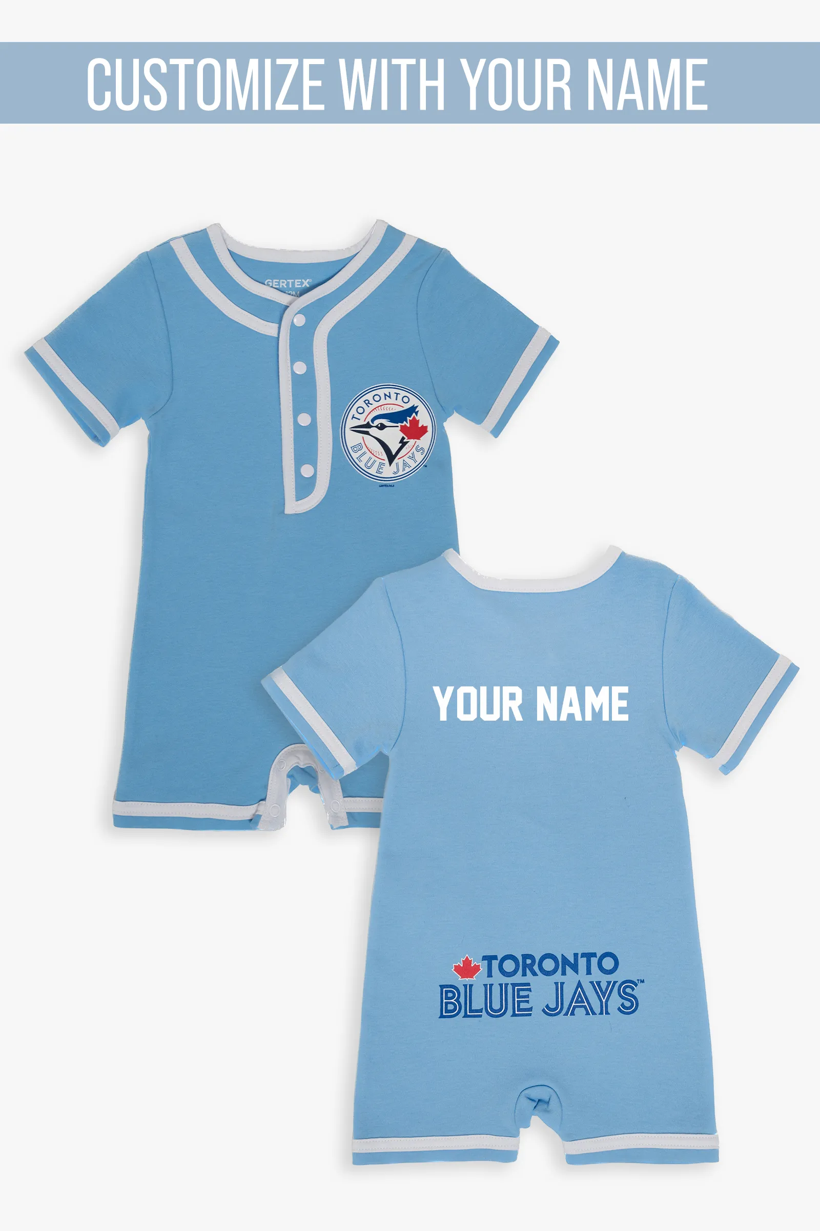 Customizable MLB Toronto Blue Jays Baby Powder Blue Romper