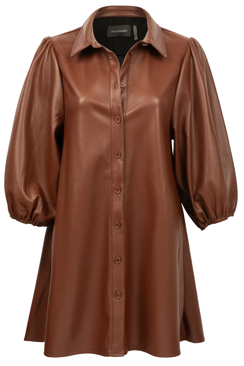 Dolce Cabo Vegan Leather Shirt Dress