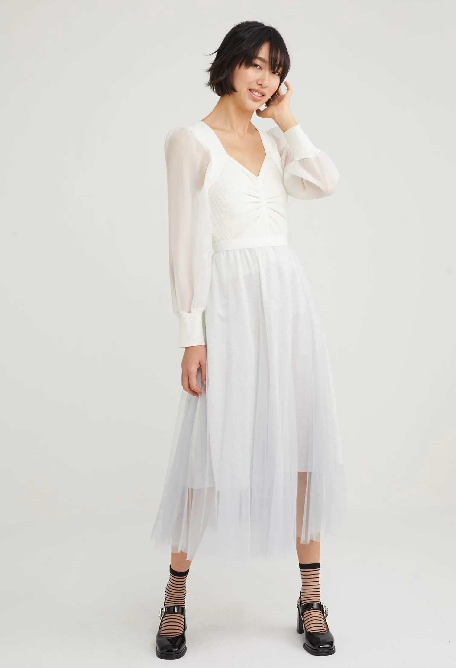 Double Layered Metallic Skirt