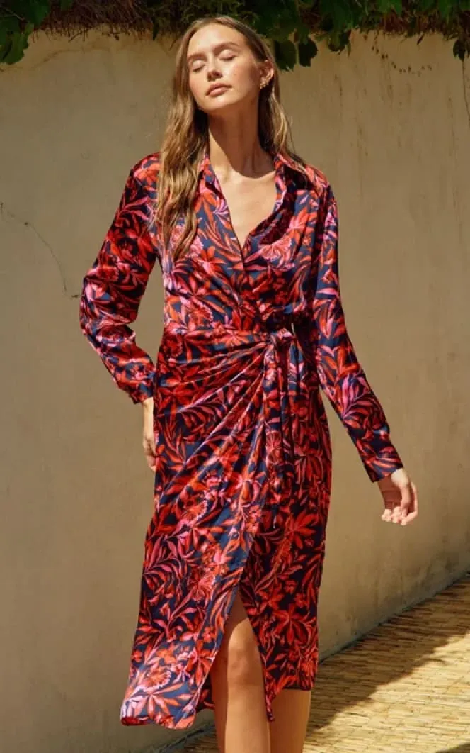 Dress Forum- Floral Print Shirt Midi Dress