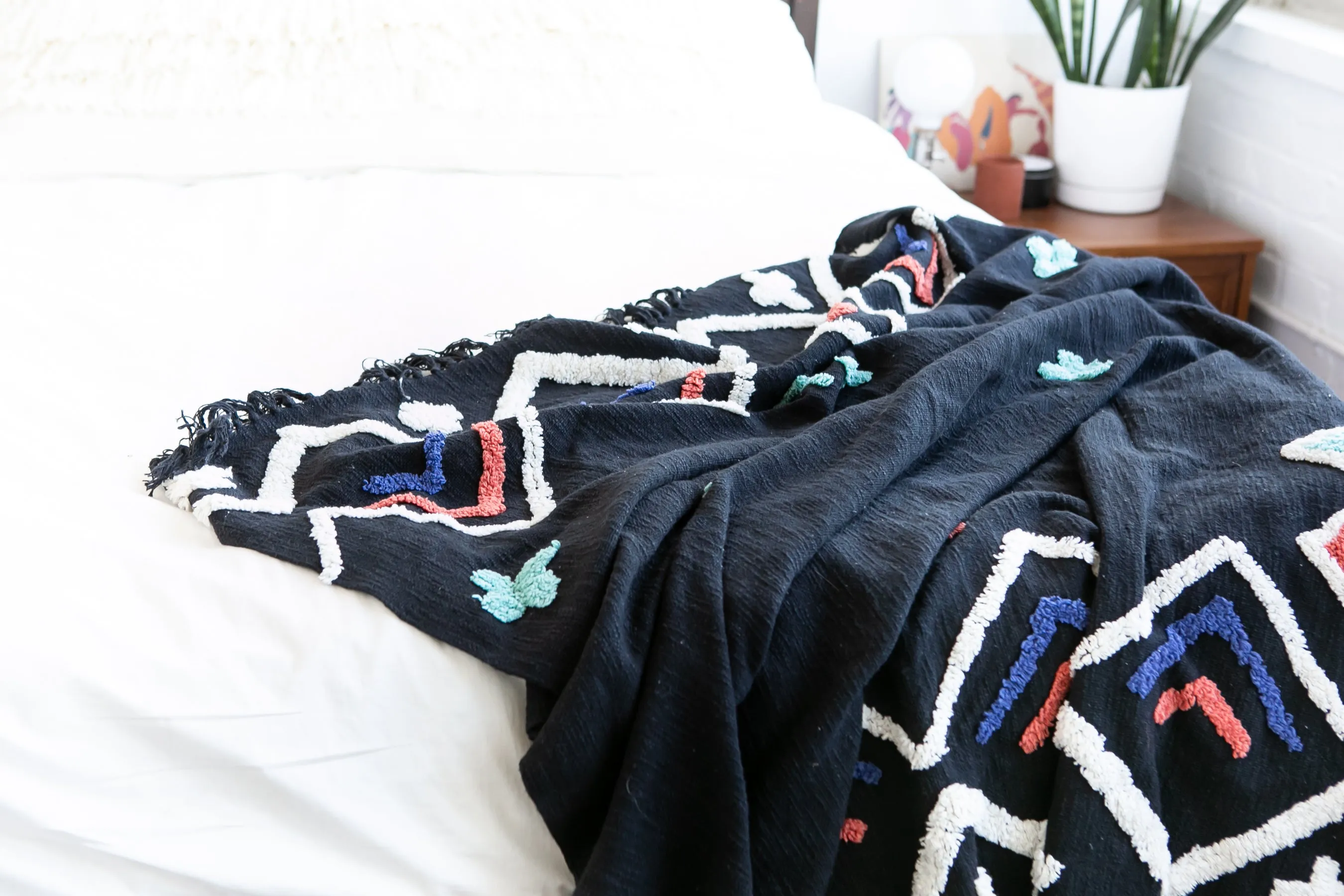 Eclectic Throw with Embellishment in Black