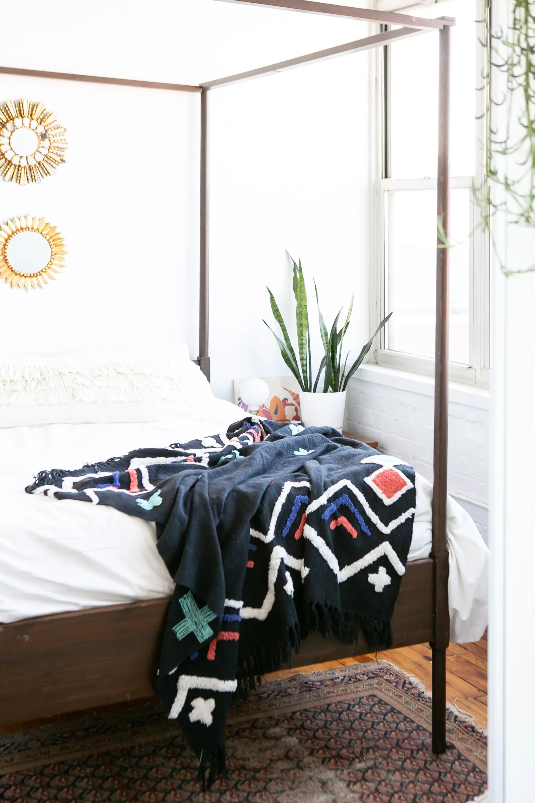 Eclectic Throw with Embellishment in Black