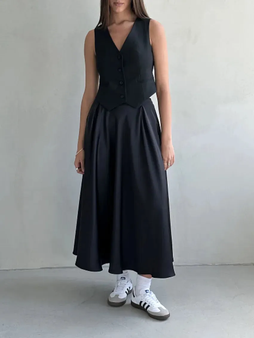Elegant Satin Flare Maxi Skirts - 3 Colors
