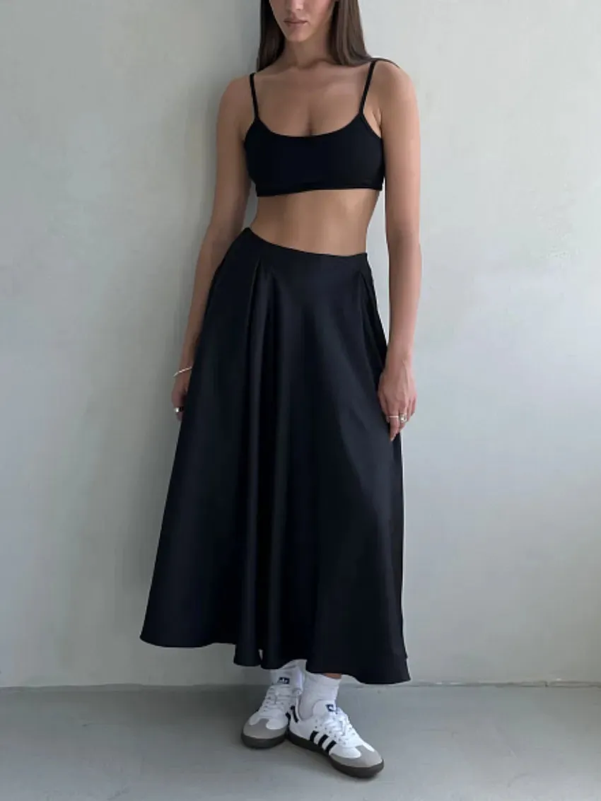 Elegant Satin Flare Maxi Skirts - 3 Colors