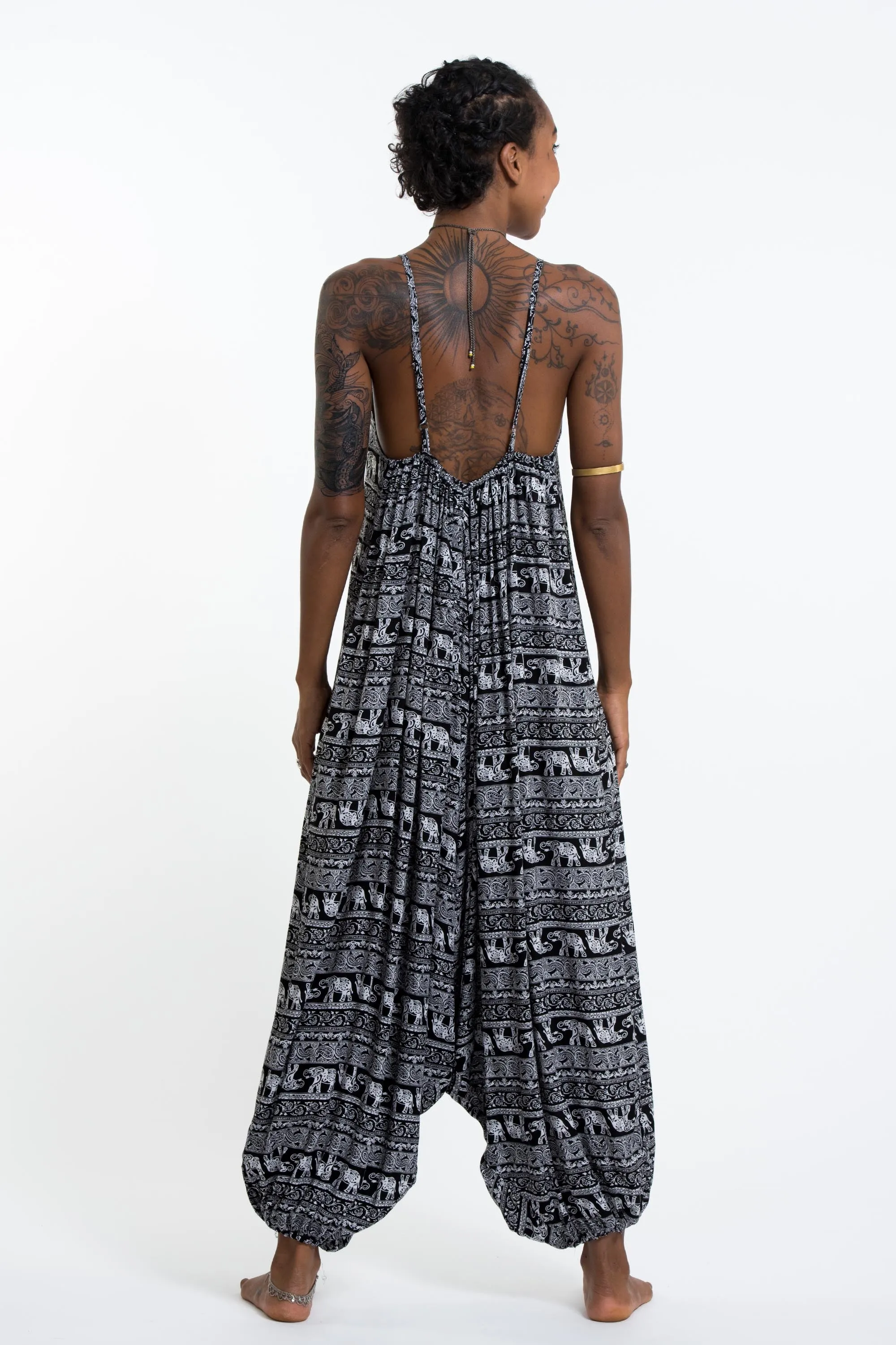 Elephant Paisley Romper in Black