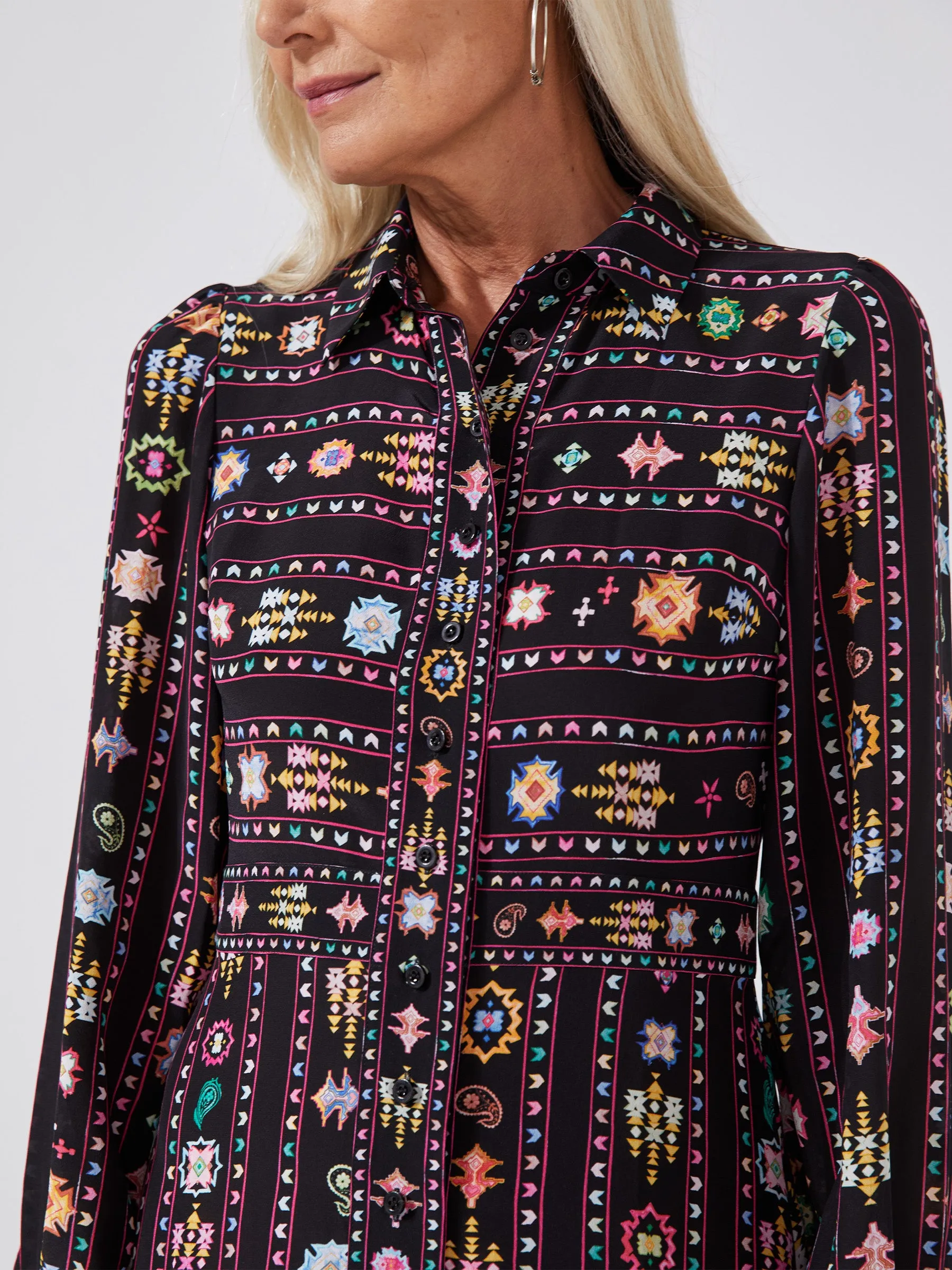 Esmeralda Silk Maxi Shirt Dress