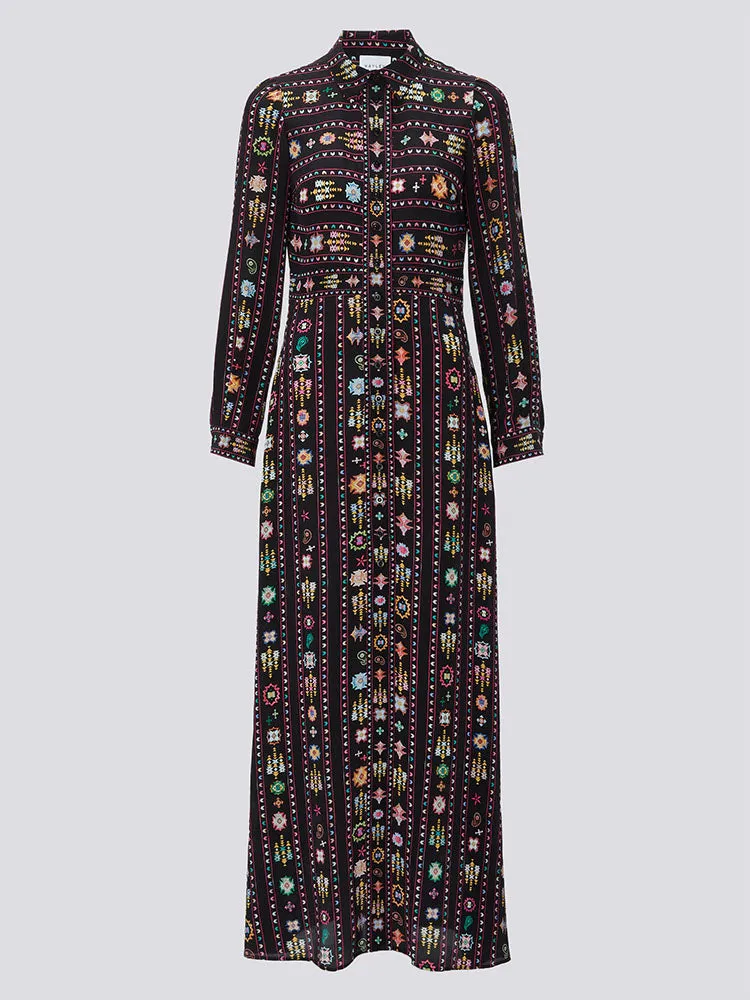 Esmeralda Silk Maxi Shirt Dress