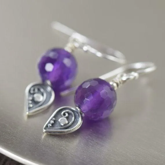 February birthstone Purple Amethyst earrings