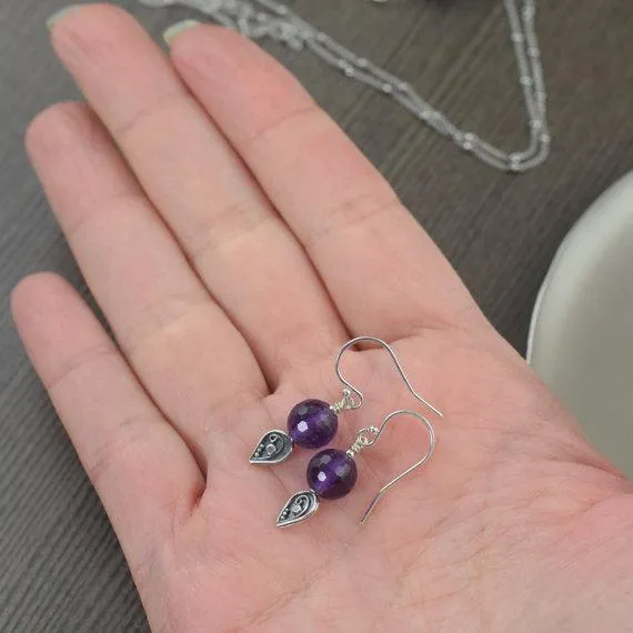 February birthstone Purple Amethyst earrings