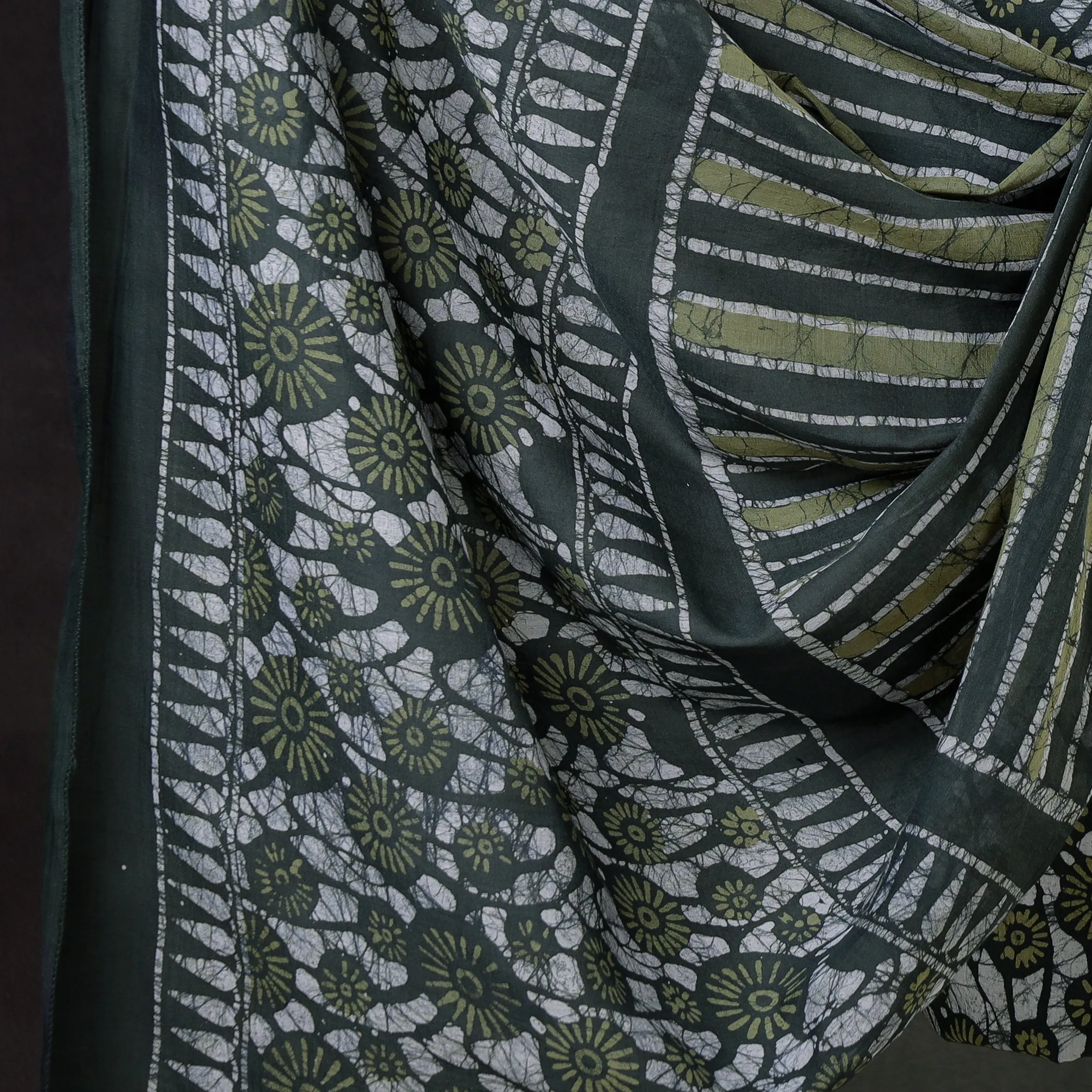 Green - 3pc Kutch Batik Print Cotton Dress Material 05