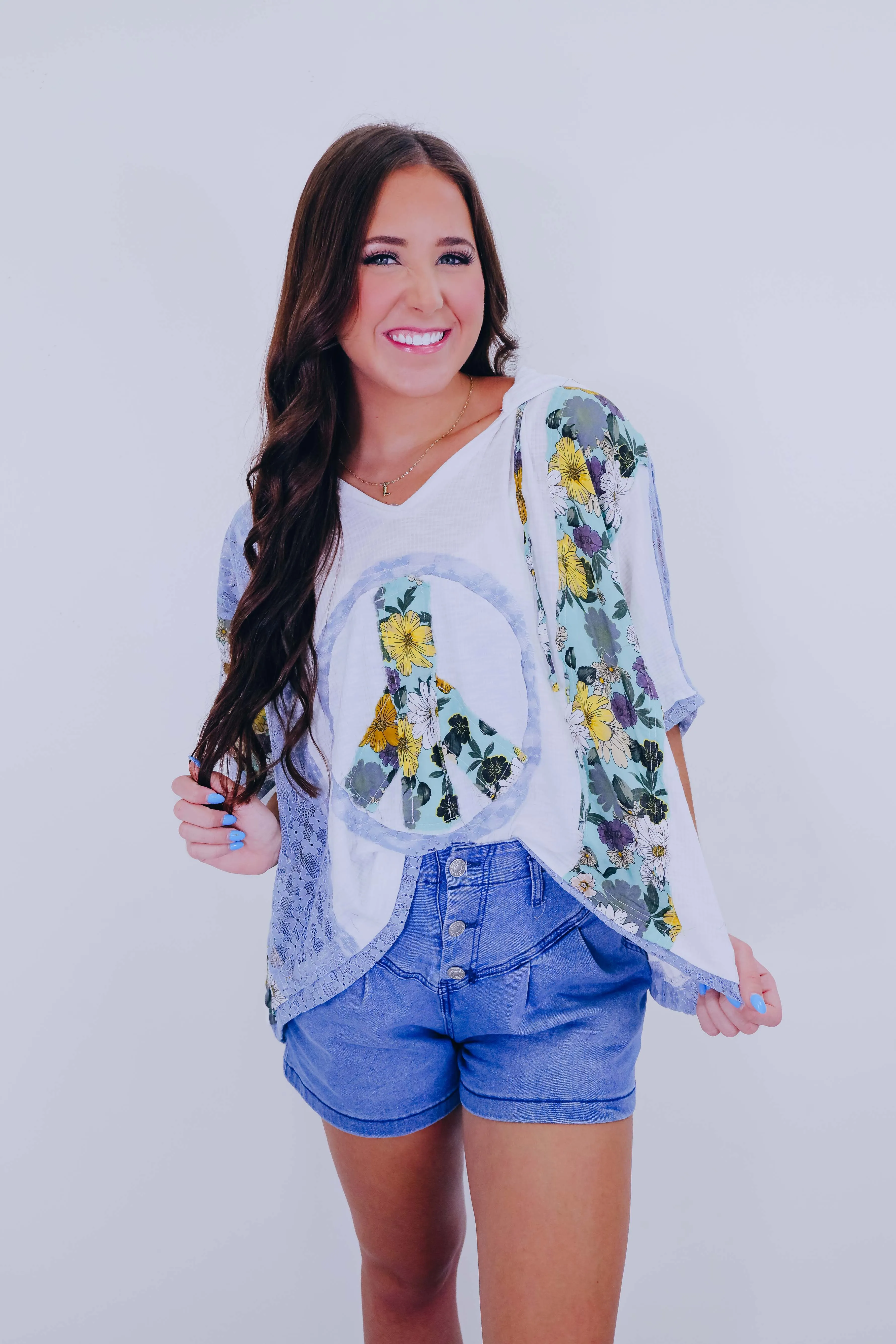Harmony V-Neck Floral Hoodie Top  By POL- 5 Colors