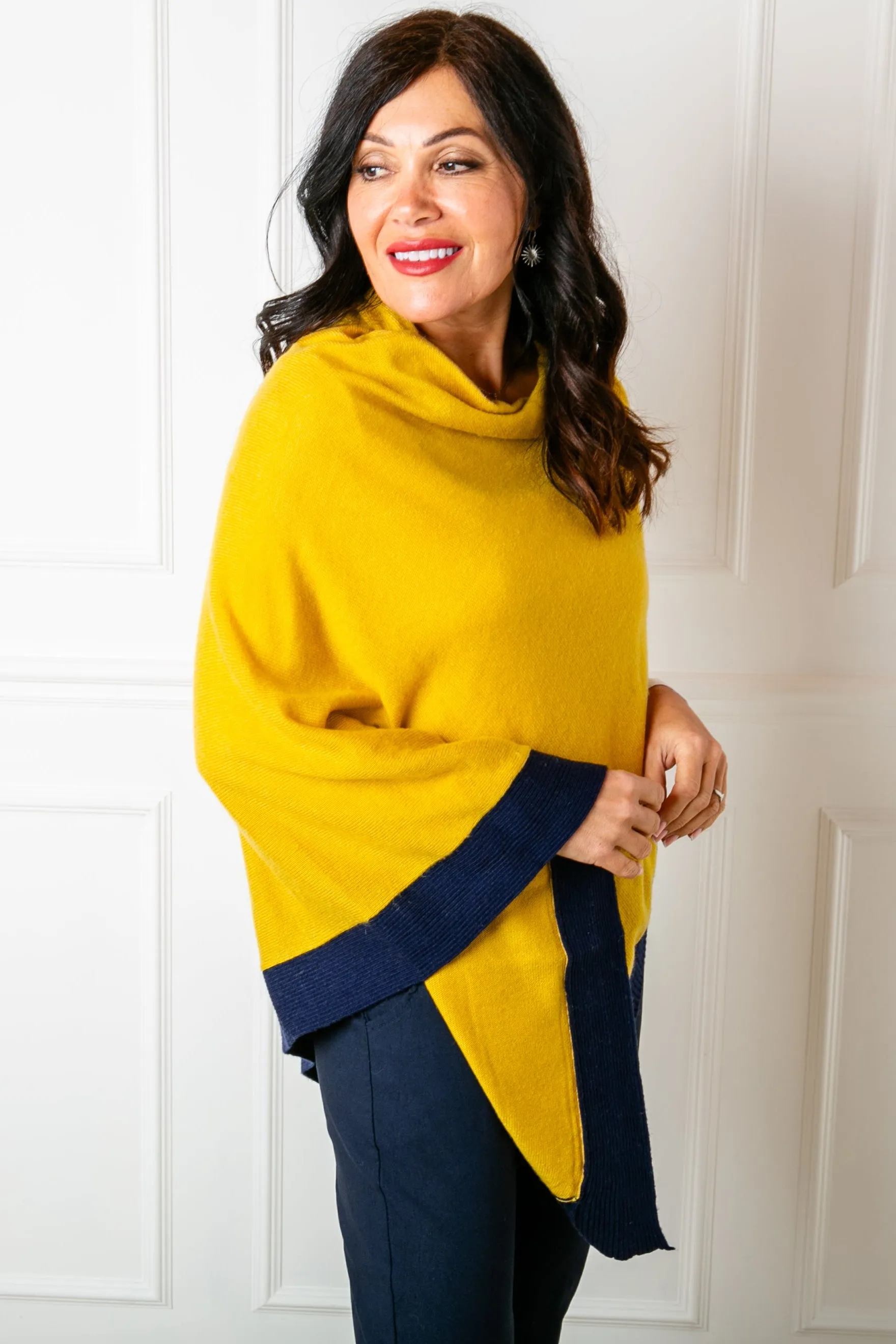 Hepburn Cashmere Ribbed Edge Poncho