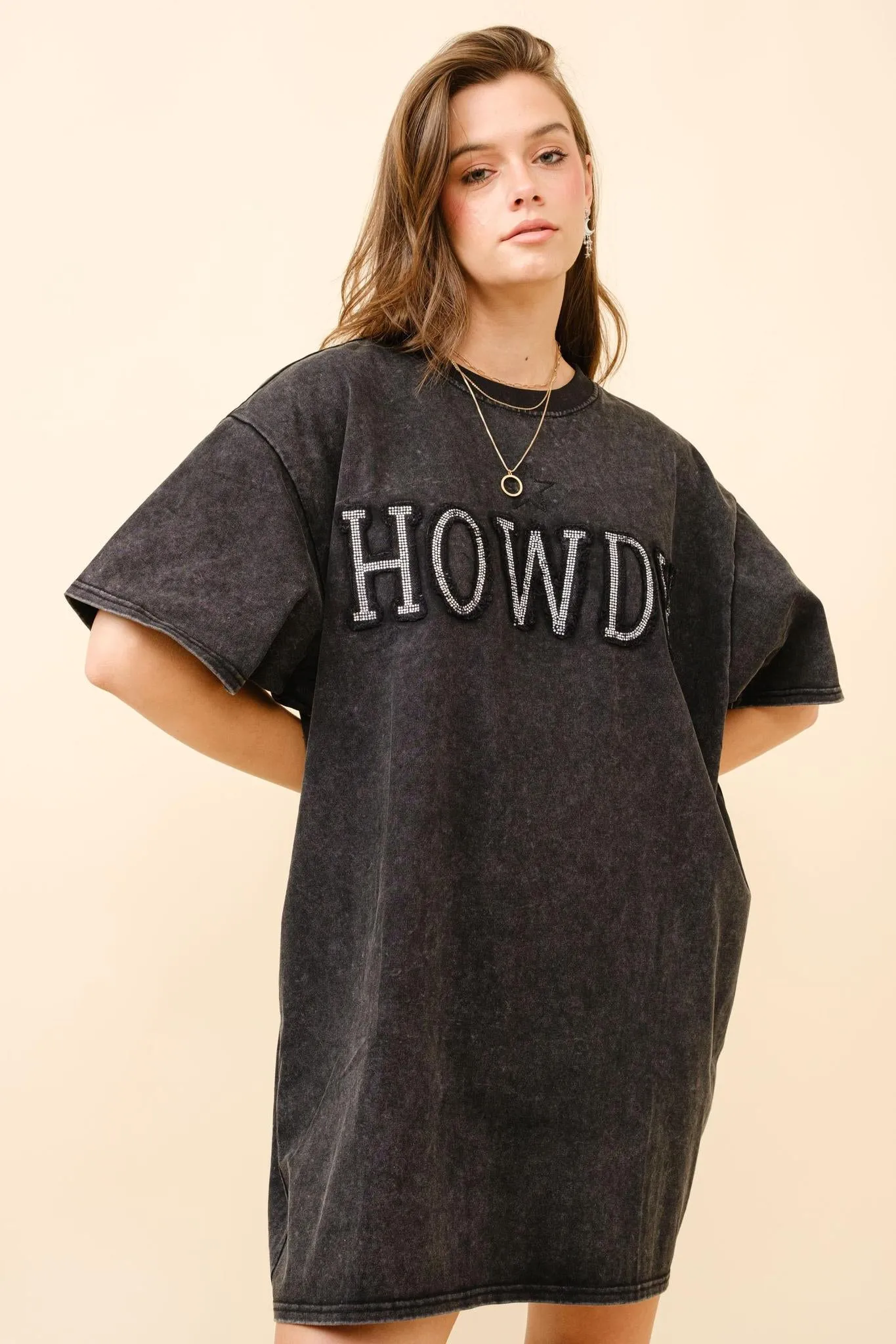 Howdy Dress Western Country Graphic T-Shirt Dress, Black