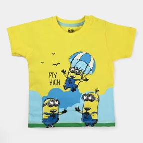 Infant Boys Cotton Jersey Round Neck T-Shirt Character | Yellow