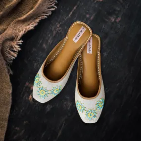 Jute Beige Women Jutti | Bead Embellished | Exquisite Craftsmanship
