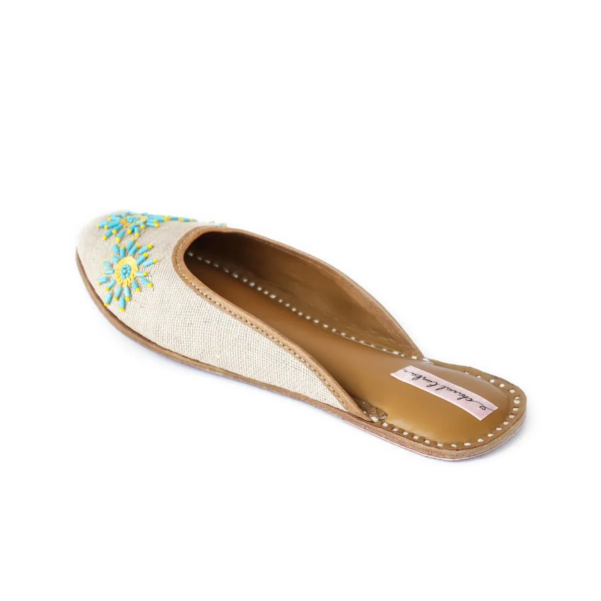 Jute Beige Women Jutti | Bead Embellished | Exquisite Craftsmanship