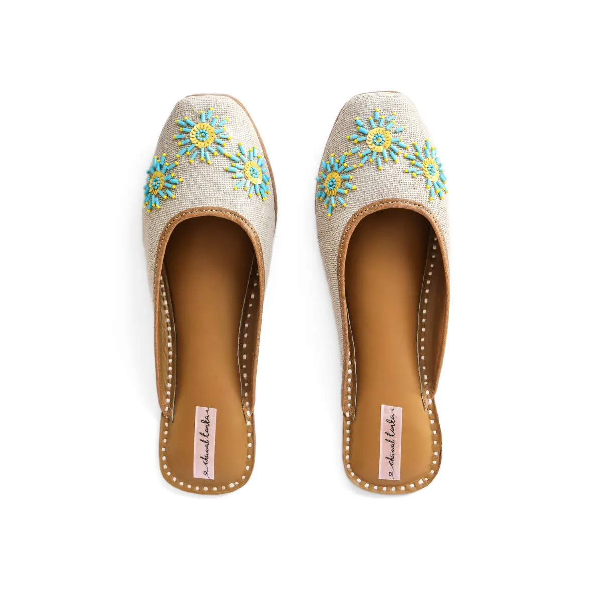 Jute Beige Women Jutti | Bead Embellished | Exquisite Craftsmanship