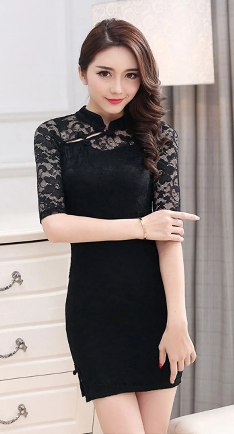 Ketty More Women Fashion Small Collar Lace Up Sheath Dress-KMWD311