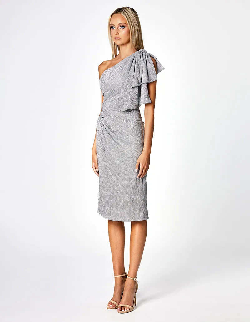 LIANA ONE SHOULDER FRILL DRESS BL66D16S