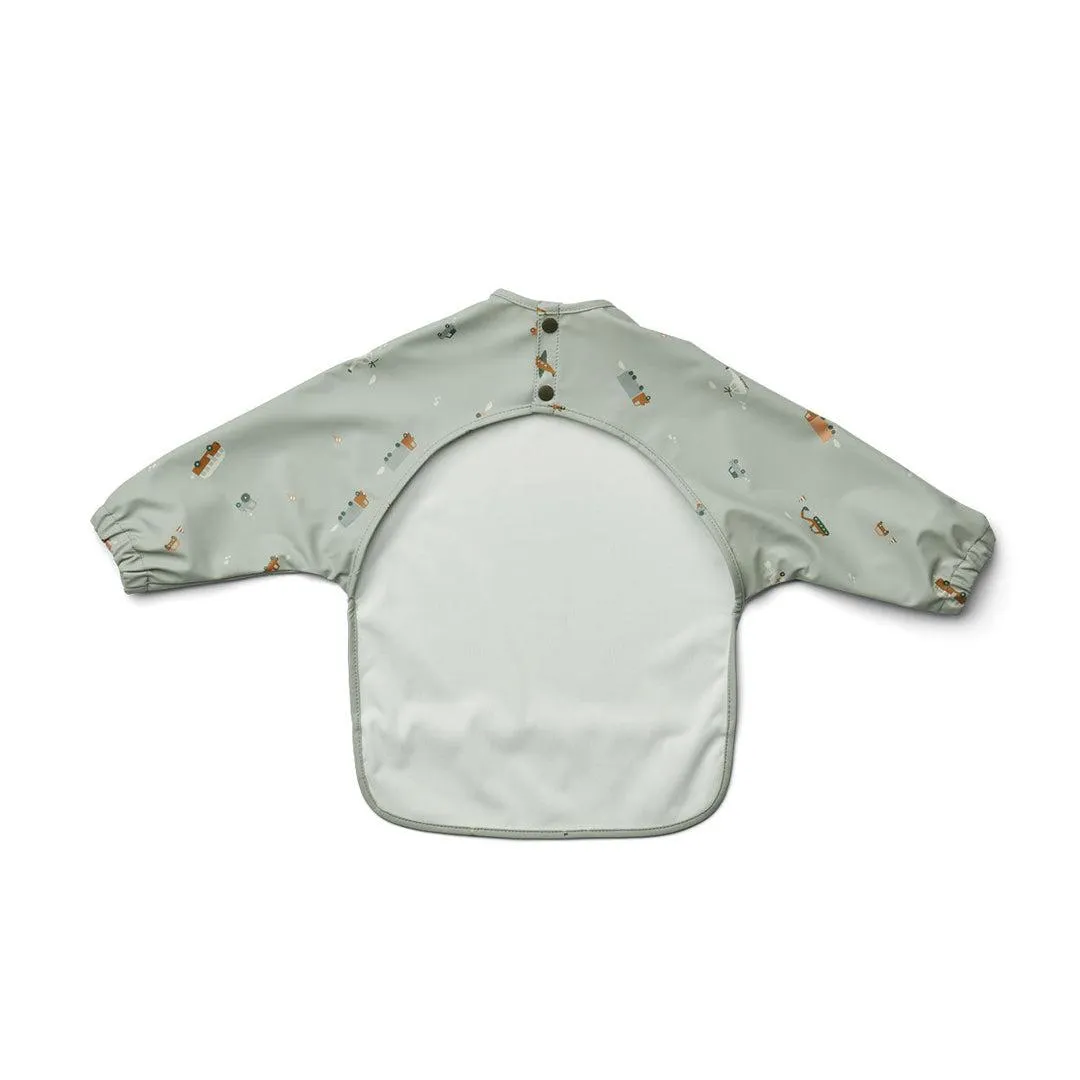 Liewood Merle Cape Bib - Vehicles - Dove Blue Mix