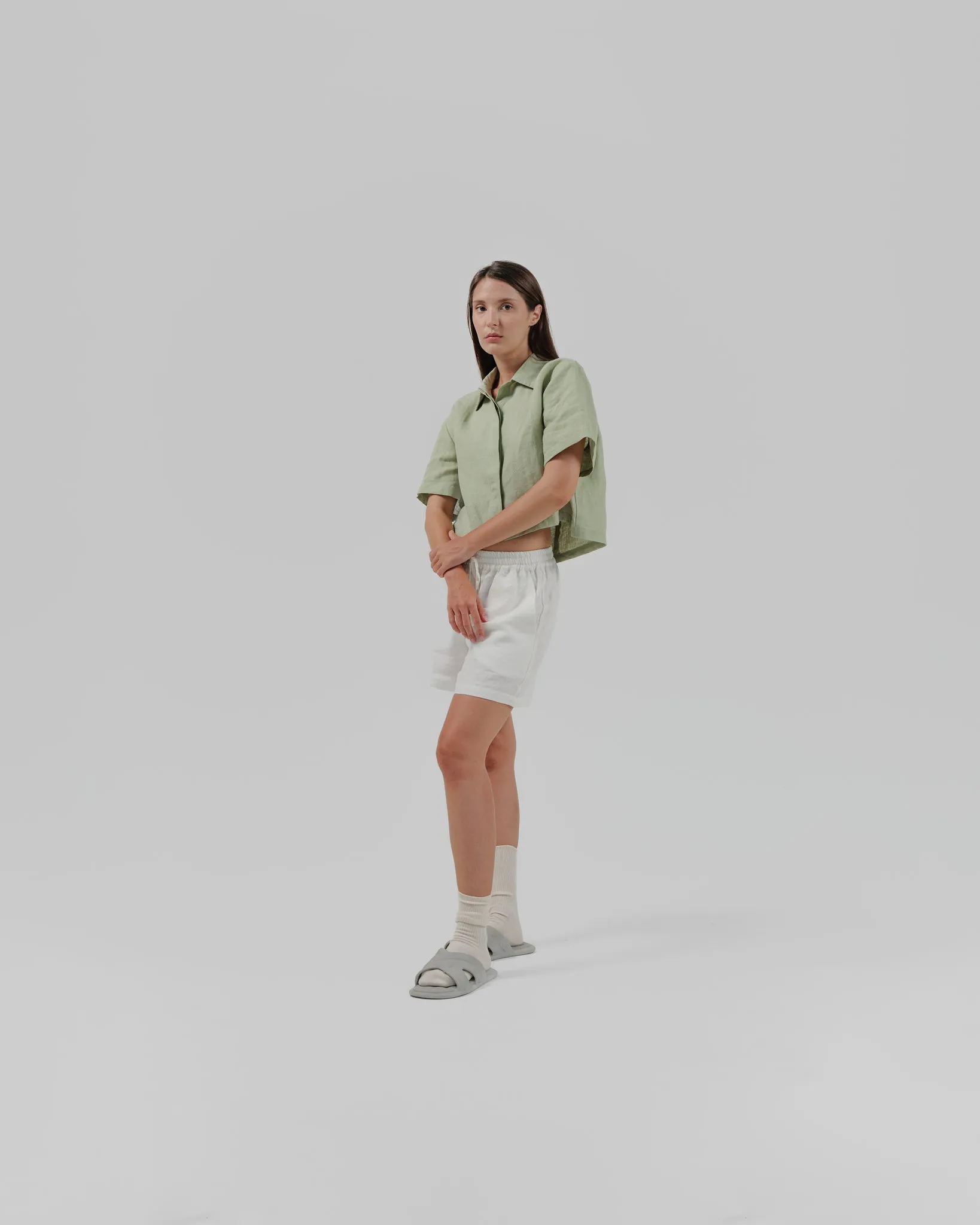 linen crop shirt