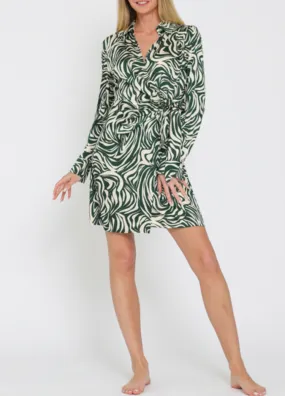 Long Sleeve Shirt Collar Wrap Mini Dress