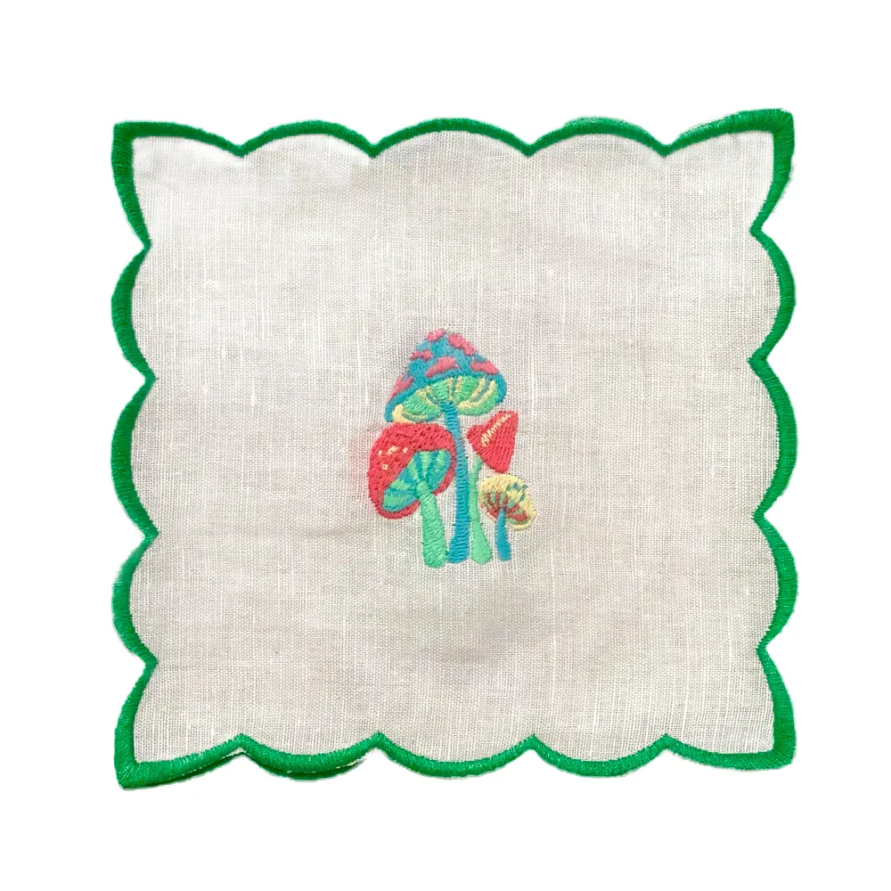 Magic Mushrooms on Scalloped Edge Cocktail Napkins